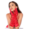 Une paire de gants satinés rouges avec strass - Mapalé