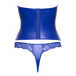 Ensemble corset bustier bleu royal avec string - Cottelli