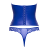 Ensemble corset bustier bleu royal avec string - Cottelli