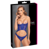 Ensemble corset bustier bleu royal avec string - Cottelli