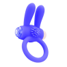 Anneau vibrant silicone bleu avec oreilles de lapin 