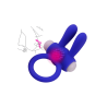 Anneau vibrant silicone bleu avec oreilles de lapin 