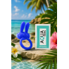 Anneau vibrant silicone bleu avec oreilles de lapin 