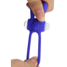 Anneau vibrant silicone bleu avec oreilles de lapin 
