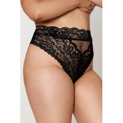String grande taille dentelle taille haute noir 