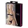 Soutien-gorge sexy demi-seins en satin avec chainette et string 