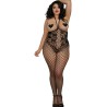 Combinaison grande taille style body dentelle et jambes larges résilles 