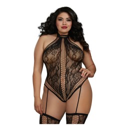 Combinaison Grande Taille dans un style Body string en dentelle avec des détails croisés 