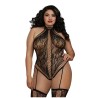 Combinaison Grande Taille dans un style Body string en dentelle avec des détails croisés 