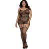 Combinaison grande taille en dentelle et lanières entrecroisées devant et derrière 