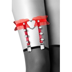 Jarretière rouge avec coeur pointes et tulle 