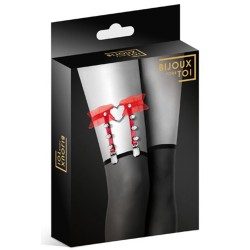 Jarretière rouge avec coeur pointes et tulle 