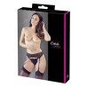 Porte-jarretelles en dentelle noire et string assorti 
