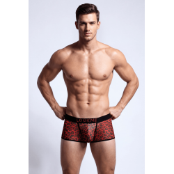 Boxer en résille imprimé léopard rouge