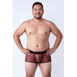 Boxer en résille imprimé léopard rouge