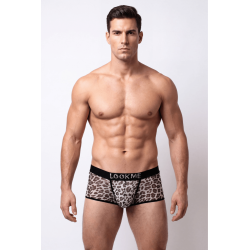 Boxer en résille imprimé léopard gris
