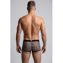 Boxer en résille imprimé léopard gris