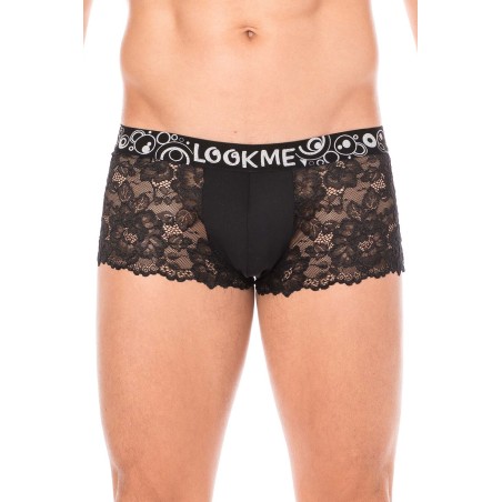 Boxer noir en dentelle délicate 