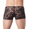 Boxer noir en fine dentelle avec légère transparence