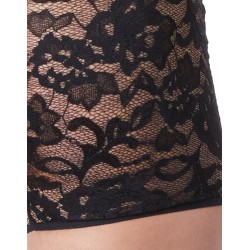 Boxer noir en fine dentelle avec légère transparence