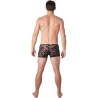 Boxer noir en fine dentelle avec légère transparence