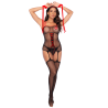 Bodystocking en résille noire style infirmière avec menottes - Mapalé