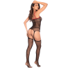 Bodystocking en résille noire style infirmière avec menottes - Mapalé