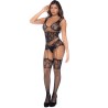 Combinaison noire en résille avec strass 