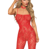 Bodystocking sans couture, fantaisie rouge avec chainettes amovibles 