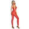 Bodystocking sans couture, fantaisie rouge avec chainettes amovibles 