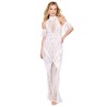 Robe bodystocking en résille et dentelle blanche 