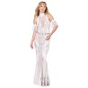 Robe bodystocking en résille et dentelle blanche 