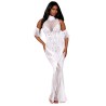 Robe bodystocking en résille et dentelle blanche 
