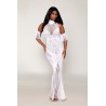 Robe bodystocking en résille et dentelle blanche 