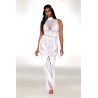 Robe bodystocking en résille et dentelle blanche 