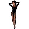 Bodystocking manches longues effet body et bas noir 