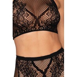 Ensemble Brassière fine résille et collant imprimé 