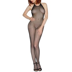 Bodystocking résille noir dos nu entre-jambes ouvert 