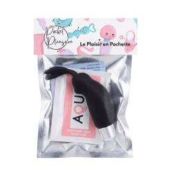 Mini Stimulateur Clitoridien Lapin Noir  1 dosette lubrifiant — Pocket Pleasure
