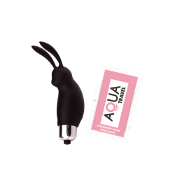 Mini Stimulateur Clitoridien Lapin Noir  1 dosette lubrifiant — Pocket Pleasure