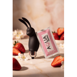 Mini Stimulateur Clitoridien Lapin Noir  1 dosette lubrifiant — Pocket Pleasure