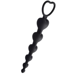 Chapelet Anal Cœur Silicone Noir  1 dosette de lubrifiant — Pocket Pleasure