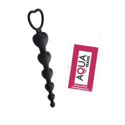 Chapelet Anal Cœur Silicone Noir  1 dosette de lubrifiant — Pocket Pleasure