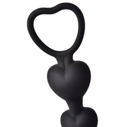 Chapelet Anal Cœur Silicone Noir  1 dosette de lubrifiant — Pocket Pleasure