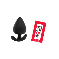 Plug Anal Silicone Noir XS Pocket Pleasure  1 dosette de lubrifiant