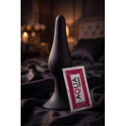 Plug Anal Noir en Silicone XL avec Ventouse Taille XL 15 cm Pocket Pleasure  1 dosette de lubrifiant