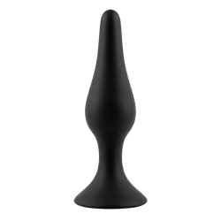 Plug Anal Noir en Silicone XL avec Ventouse Taille XL 15 cm Pocket Pleasure  1 dosette de lubrifiant