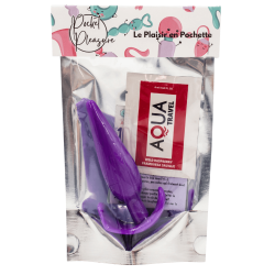 Plug anal violet souple base évasée Pocket Pleasure  1 dosette de lubrifiant
