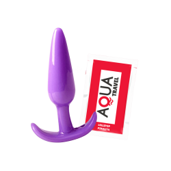 Plug anal violet souple base évasée Pocket Pleasure  1 dosette de lubrifiant