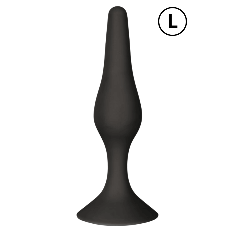 Plug Anal Noir en Silicone L avec Ventouse Taille L 12,7 cm Pocket Pleasure  1 dosette de lubrifiant